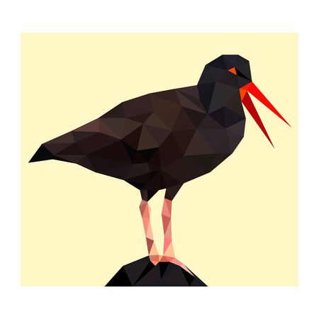 low poly illustration of brown colored birdsのイラスト素材