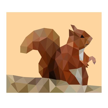 Low poly illustration of origami squirrelのイラスト素材