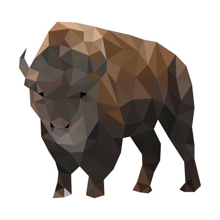 Low poly illustration of buffaloのイラスト素材