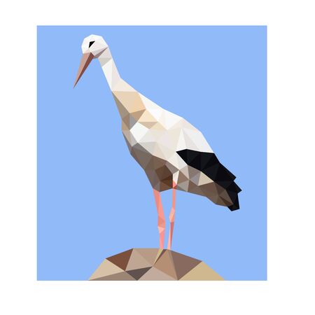 Low poly illustration of storkのイラスト素材