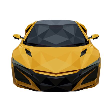 Low poly vector of yellow carのイラスト素材