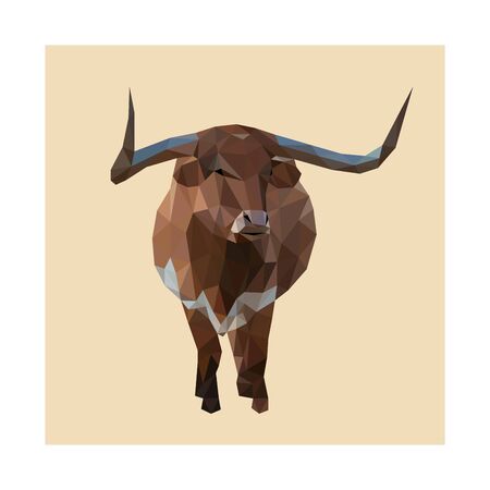 Low poly vector cow imageのイラスト素材