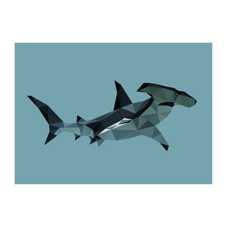 Low poly illustration of fish hammerのイラスト素材