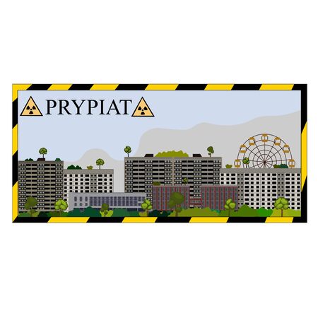 Vector panorama urban Prypiat cityのイラスト素材