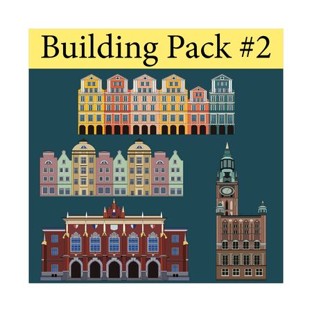Vector city public buildings set urban buildings facades and architectural structures EPS 10のイラスト素材