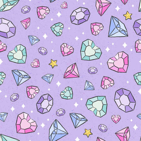 Art. Beautiful violet pattern with stones. Digital illustration. Fashion print in modern style.のイラスト素材
