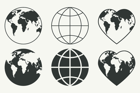 Vector set of Globes. Earth iconsのイラスト素材