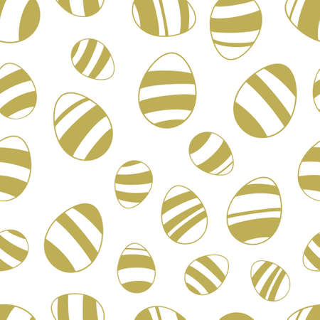 Seamless pattern of easter eggs. Gold silhouette on white background.のイラスト素材