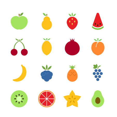 Fruit icons. Vector set of simple iconsのイラスト素材