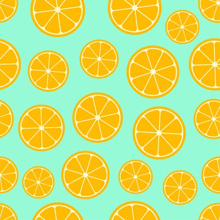 Citrus seamless pattern. Lemon slices on blue background. Fruit collection. Vector background EPS 8.のイラスト素材