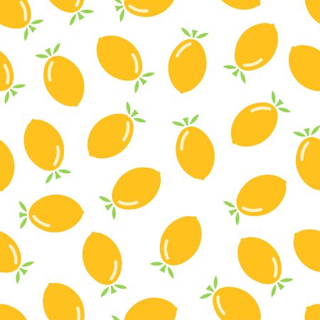 Citrus seamless pattern. Lemons on white background. Fruit collection. Vector background EPS 8.のイラスト素材