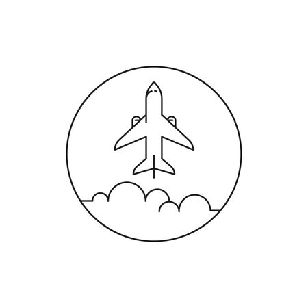 Airplane icon. Simple vector illustration with airplane and clouds.のイラスト素材