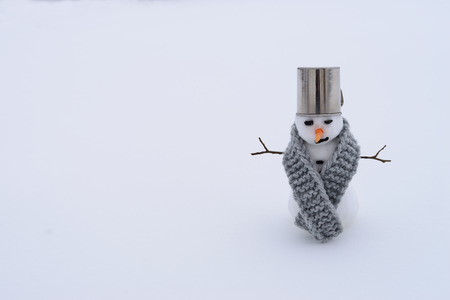 Small snowman on snow in the winter.の写真素材