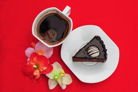 flavored coffee and cake on the tableの写真素材