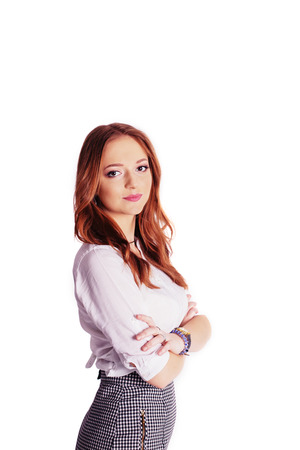business lady on a white background. The concept of business, jobs, education.の写真素材