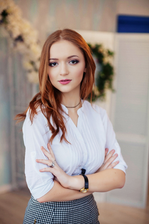 successful young woman. The concept of business and success.の写真素材