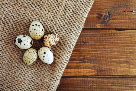 Useful quail eggs. Top view. The concept of healthy eating and vegetarianism.の写真素材