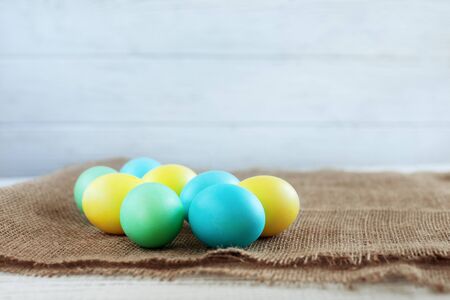 Background with eggs for greeting. The concept of a happy Easter.の写真素材