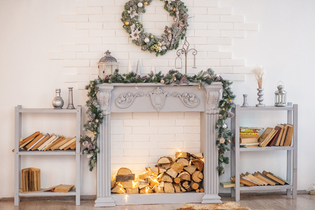 The interior of the christmas room. Background. New Year's and Christmas concepts.の写真素材