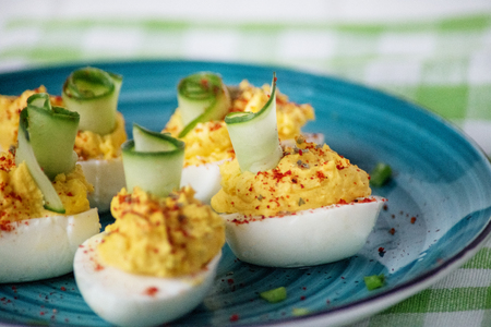 Stuffed eggs. The concept of food, breakfast catering