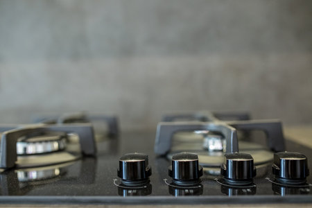 Gas stove close-up. Home and cooking concept.
