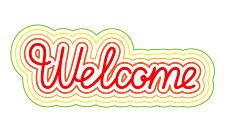 Welcome lettering text in retro style. Isolated in a white background. Vector Illustrationのイラスト素材
