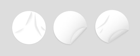 Round stickers mock-up template on a gray background. Four stickers mock up.のイラスト素材