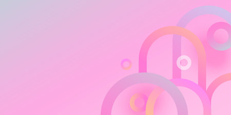 Minimal pink abstract background with arches and geometric shapes. Vector bright banner.のイラスト素材