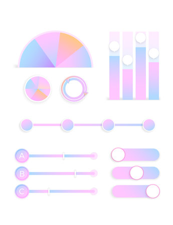 Infographic template with gradient color. Marketing chart collection template.のイラスト素材