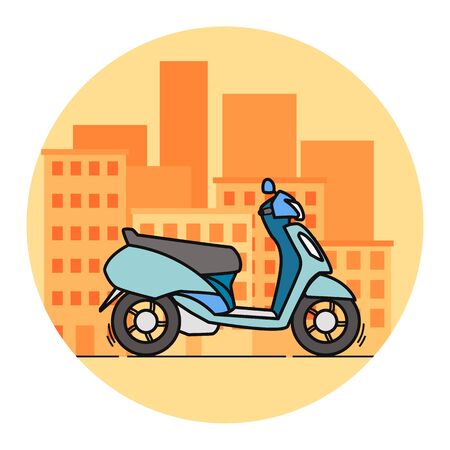 Side view blue scooter illustration.の写真素材