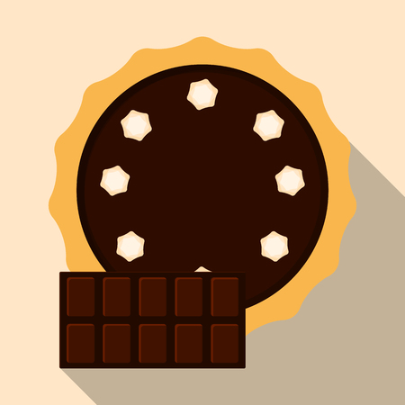 Homemade pie. Flat vector illustration isolated on the background. Pie with cream. Top view. Could be used as icon or design element. Easy to scale and recolor. Eps10のイラスト素材
