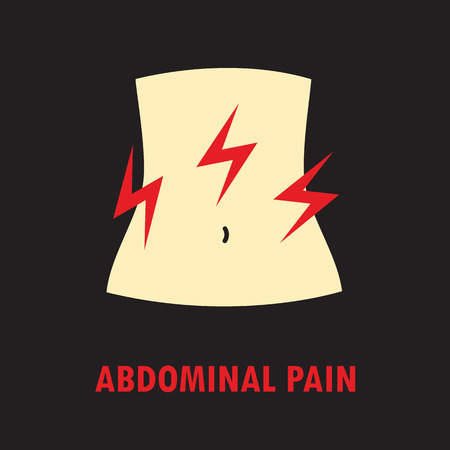 Abdominal pain or stomachache icon template in colored flat style isolated on black backgroundのイラスト素材