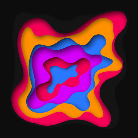 3d abstract paper cut colorful background. Vector template in carving art style.のイラスト素材
