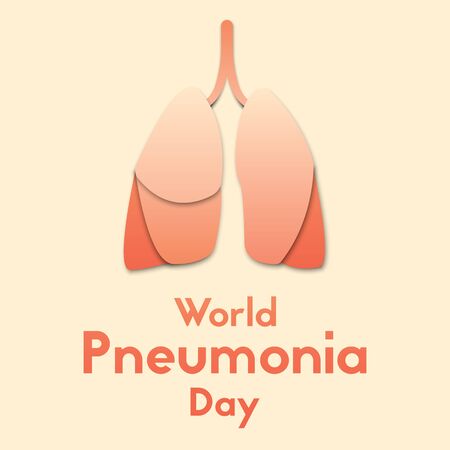 World Pneumonia Day 3d abstract paper cut illlustration of lungs isolated on the background. Vector poster or banner template. Eps10.のイラスト素材