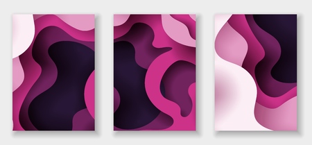 A4 abstract color 3d paper art illustration set. Contrast colors. Vector design layout for banners presentations, flyers, posters and invitations. Eps10.のイラスト素材