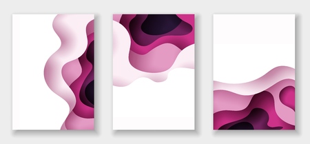 A4 abstract color 3d paper art illustration set. Contrast colors. Vector design layout for banners presentations, flyers, posters and invitations. Eps10.のイラスト素材