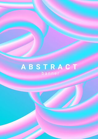 Vertical banner with big abstract stripe shapes. Modern design with liquid vibrant background.のイラスト素材