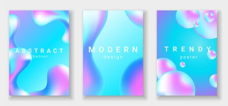 Set of vertical banners with abstract fluid shapes. Modern design with liquid vibrant background.のイラスト素材