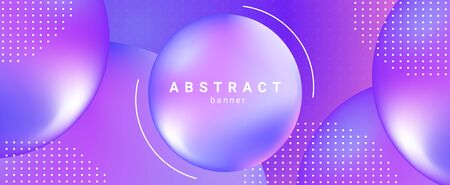 Horizontal banner with abstract sphere shapes. Modern design with liquid vibrant background.のイラスト素材