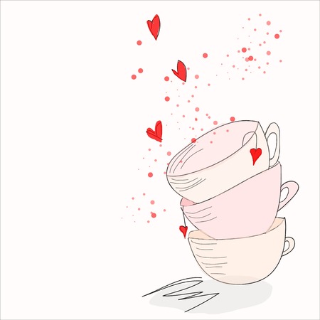 Nice  light morning tea and coffeeのイラスト素材