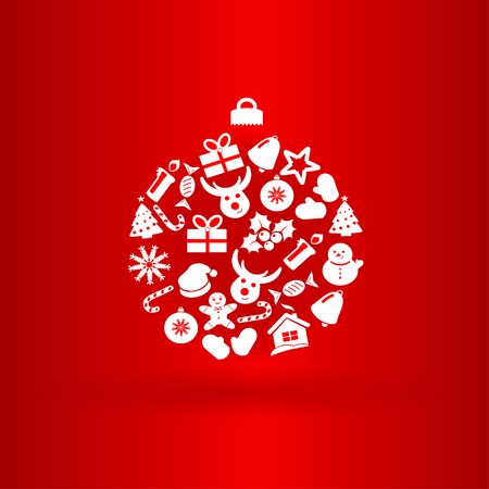 Collection and set  of funny christmas icons on the ballのイラスト素材