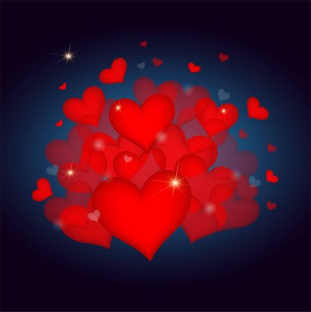 Threre are many pretty  red hearts for valentines dayのイラスト素材