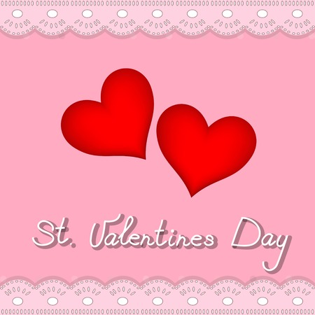 two pretty  red hearts for valentines dayのイラスト素材