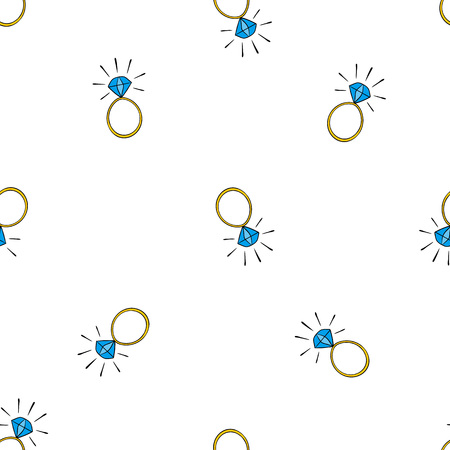 Vector seamless pattern with ringed. Hand drawn cute and funny fashion illustration. Modern doodle pop art sketch.Isolated elements on white background.のイラスト素材