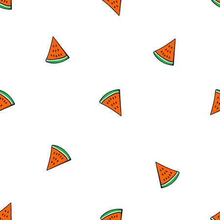 Vector seamless pattern with watermelon. Hand drawn cute and funny fashion illustration. Modern...