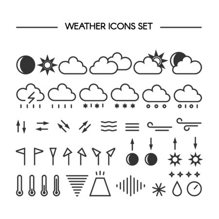 Mega pack of weather icons with White Background. 
Vector line style pictograms. Clean and easy to edit.のイラスト素材