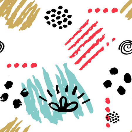 Hand drawn scribbles seamless patternのイラスト素材