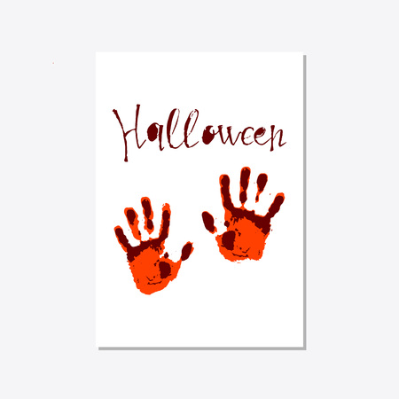 Vector set of Halloween poster designs with halloween symbols and calligraphy. Scaryのイラスト素材