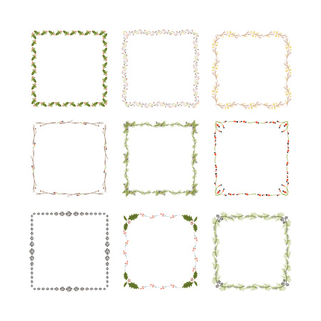 Square winter Christmas decorationsのイラスト素材