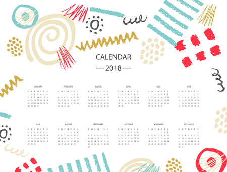 2018 new year calendar illustration design vectorのイラスト素材